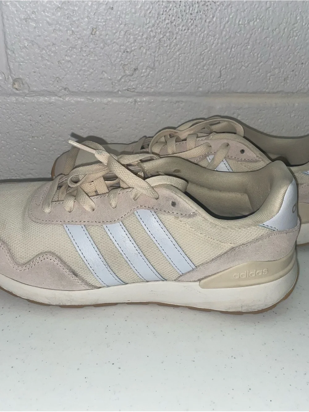 adidas Neutral Beige and White Retro Runners